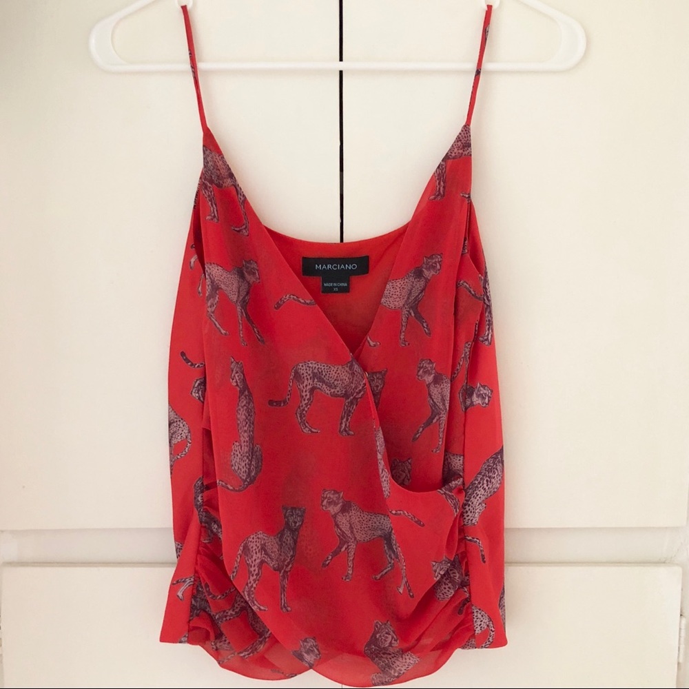 Marciano Tank Top Blouse with Leopard Design